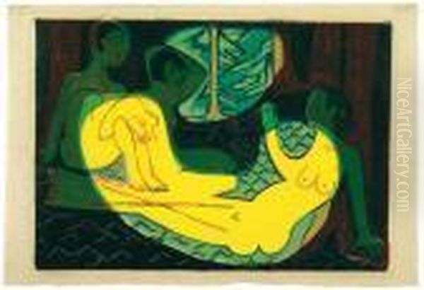 Drei Akte Im Wald Oil Painting by Ernst Ludwig Kirchner