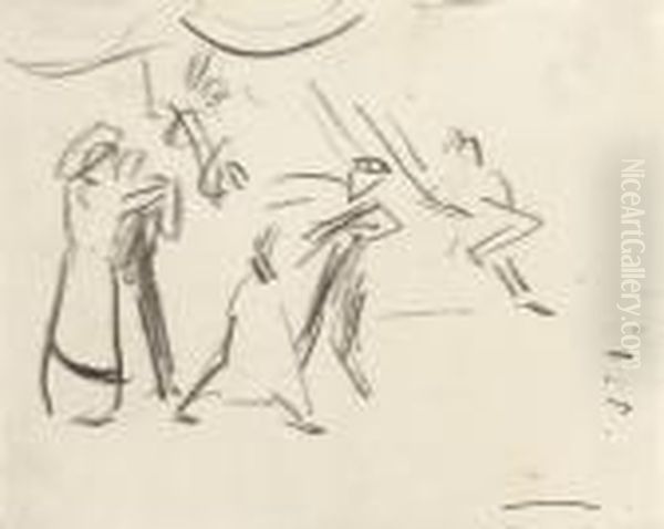 Tanzszene Oil Painting by Ernst Ludwig Kirchner