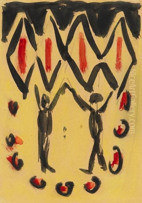 Tanzpaar Oil Painting by Ernst Ludwig Kirchner