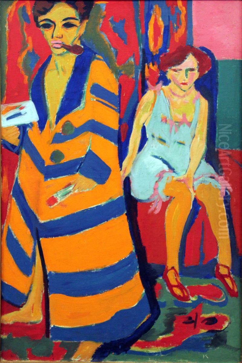 Maler Und Modell Oil Painting by Ernst Ludwig Kirchner