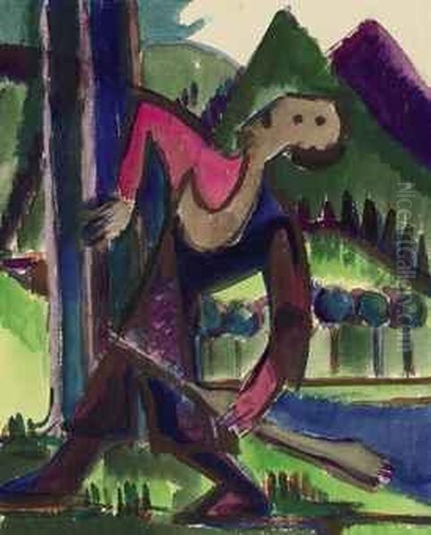 Knabe Mit Schleuderpfeil Oil Painting by Ernst Ludwig Kirchner
