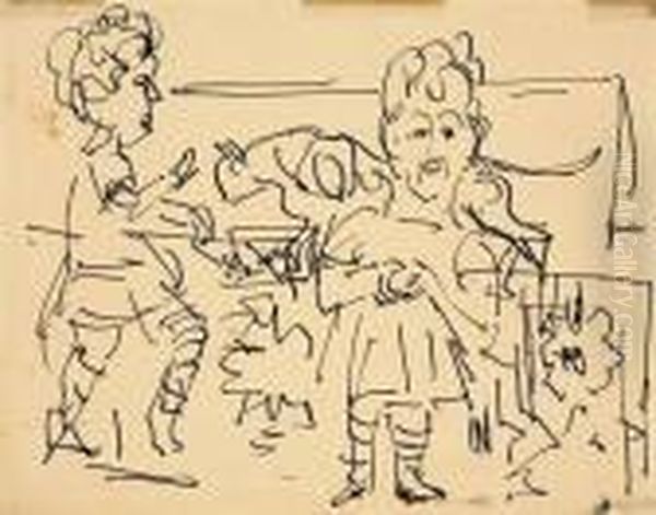 Spielende Kinder Oil Painting by Ernst Ludwig Kirchner