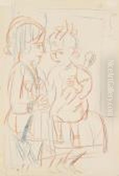 Mutter Und Kind Oil Painting by Ernst Ludwig Kirchner