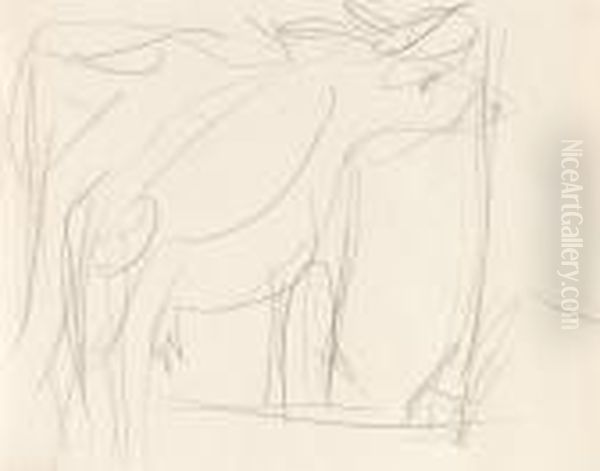 Zwei Kuhe Oil Painting by Ernst Ludwig Kirchner