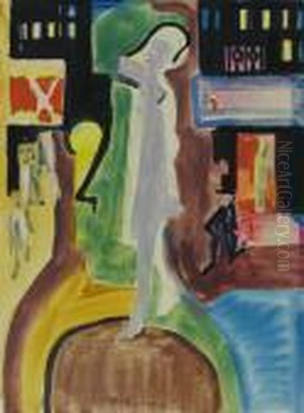 Cafe Schneider In Davos Oil Painting by Ernst Ludwig Kirchner