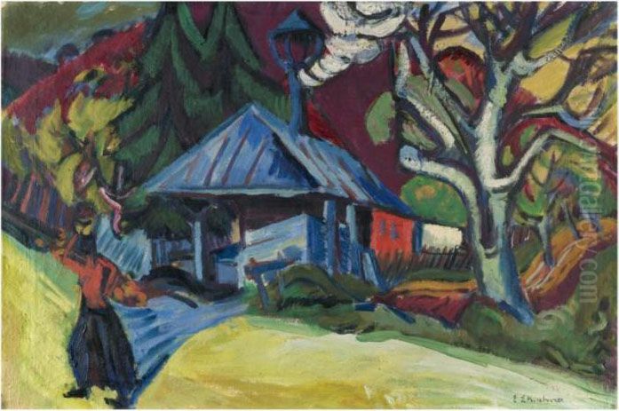 Die Sagemuhle In Konigstein (sawmill In Konigstein) Oil Painting by Ernst Ludwig Kirchner