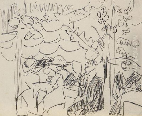 Cafehausszene Oil Painting by Ernst Ludwig Kirchner