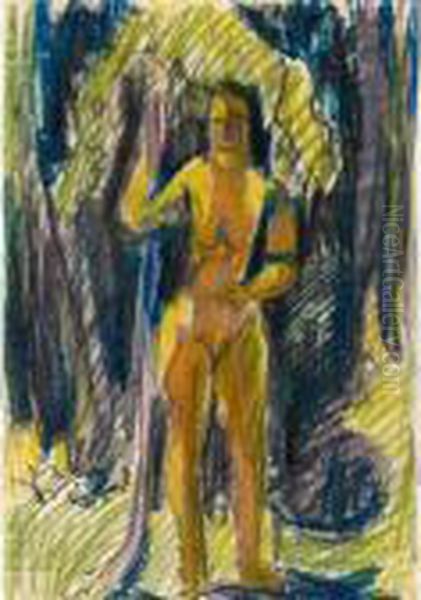 Weiblicher Akt Im Wald 
Female Nude In The Wood Oil Painting by Ernst Ludwig Kirchner