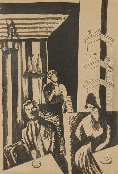 Au Cafe Oil Painting by Jean Kisling