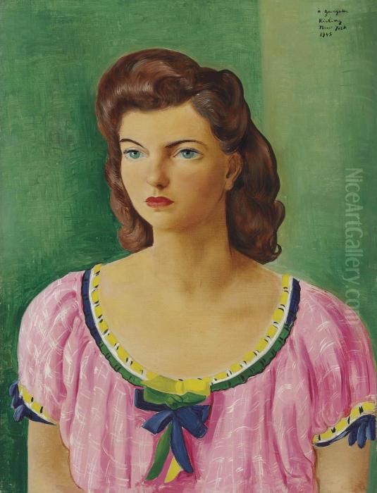 Portrait De Georgette Oil Painting by Jean Kisling
