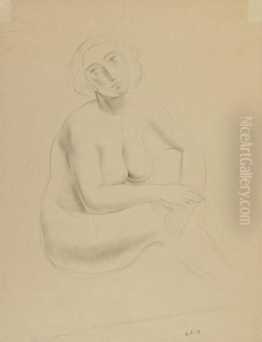 Sitzender Weiblicherakt Oil Painting by Jean Kisling