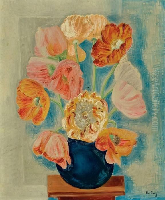 Fleurs Signe 'kisling' Oil Painting by Jean Kisling