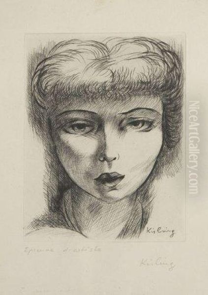 Tete De Jeune Fille Oil Painting by Jean Kisling