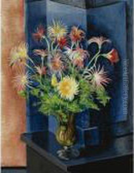 Fougeres Et Gerberas Oil Painting by Jean Kisling