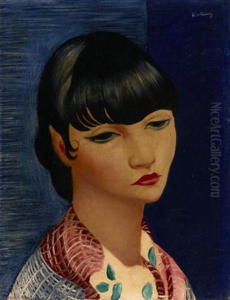 Portrait D'une Brune Oil Painting by Jean Kisling