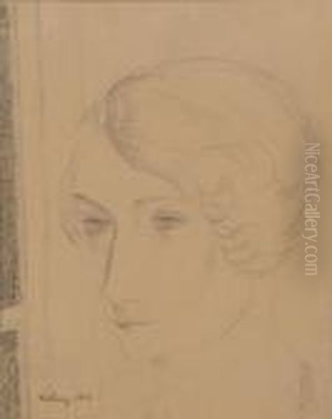 Portrait De Jeune Femme Oil Painting by Jean Kisling