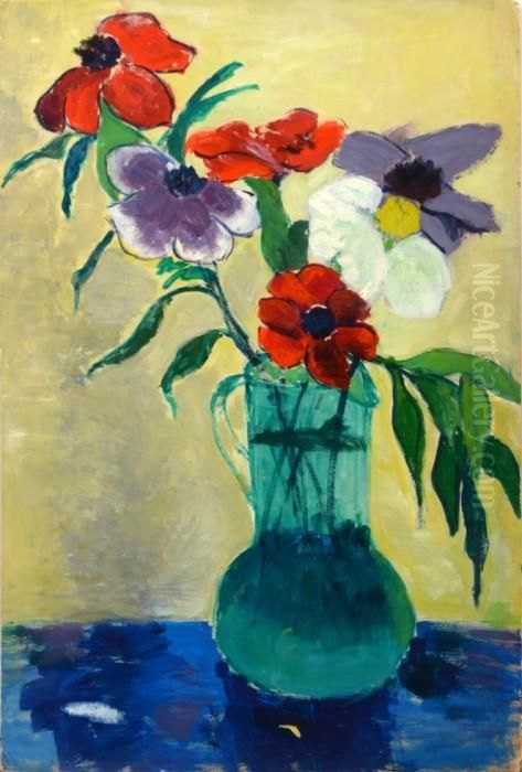 Untitled (still Life With Pitcher Of Flowers) Oil Painting by Jean Kisling