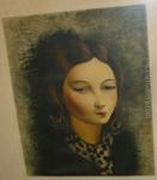 Tete De Femme Au Foulard Oil Painting by Jean Kisling