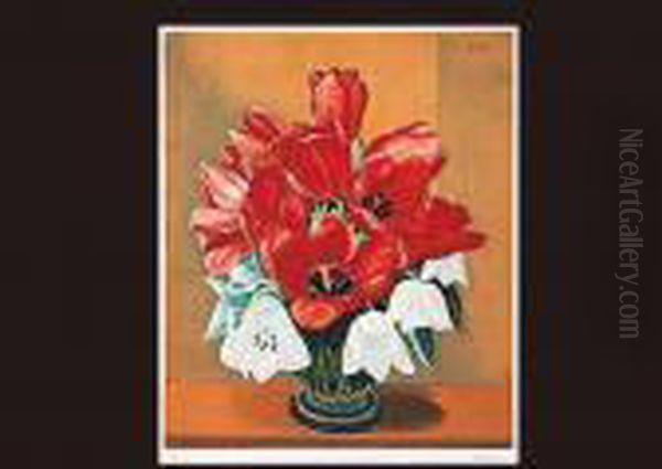 Red Flowers Oil Painting by Jean Kisling