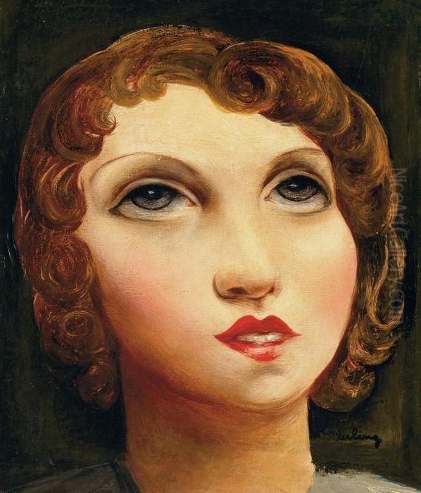 Portrait De Femme Oil Painting by Jean Kisling