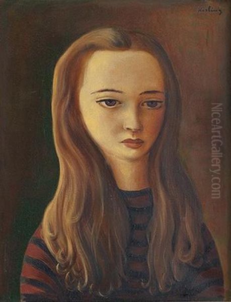 Jeune Fille Aux Longs Cheveux Oil Painting by Jean Kisling