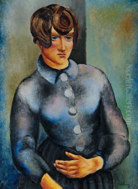 Femme Au Tablier Oil Painting by Jean Kisling