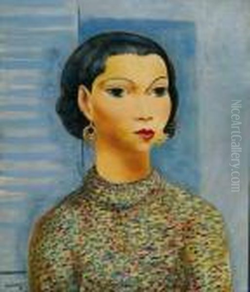 Jeune Femme Au Corsage. Oil Painting by Jean Kisling