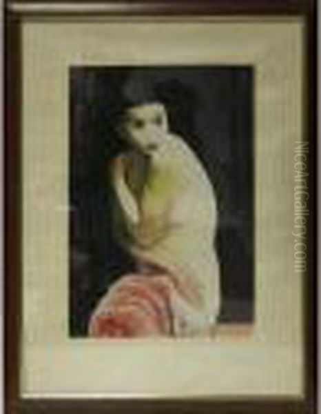 Nu Au Drape Rose Oil Painting by Jean Kisling