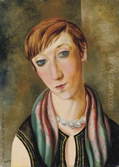 Portrait De Mme Renee Kisling Oil Painting by Jean Kisling