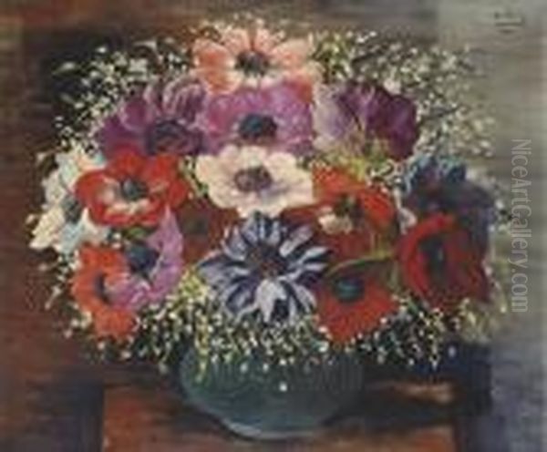 Le Vase D'anemones Oil Painting by Jean Kisling