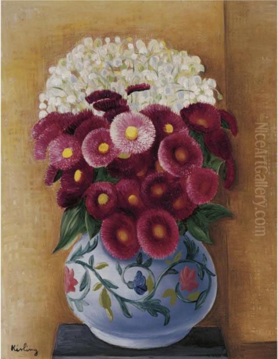 Fleurs Sur Fond Jaune Oil Painting by Jean Kisling