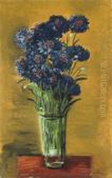 Bouquet De Fleurs Bleues Oil Painting by Jean Kisling