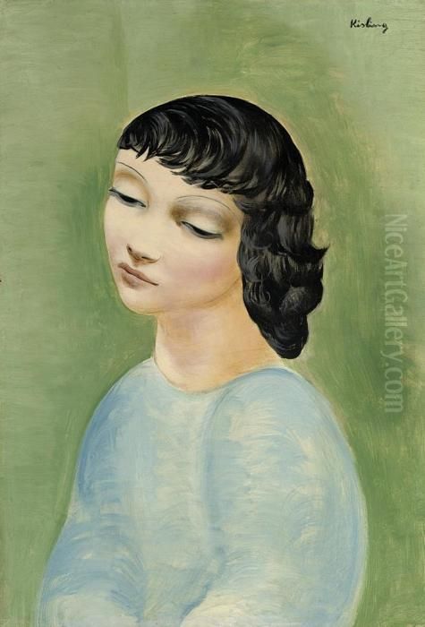 Jeune Fille Au Corsage Bleu Oil Painting by Jean Kisling