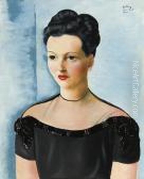 Portait De Mme S. Freeman Oil Painting by Jean Kisling