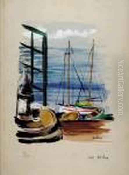 Harbor Scene Oil Painting by Jean Kisling