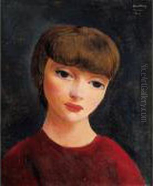 Portrait De Femme Oil Painting by Jean Kisling