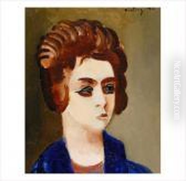 Tete De Jeune Femme Brune Oil Painting by Jean Kisling