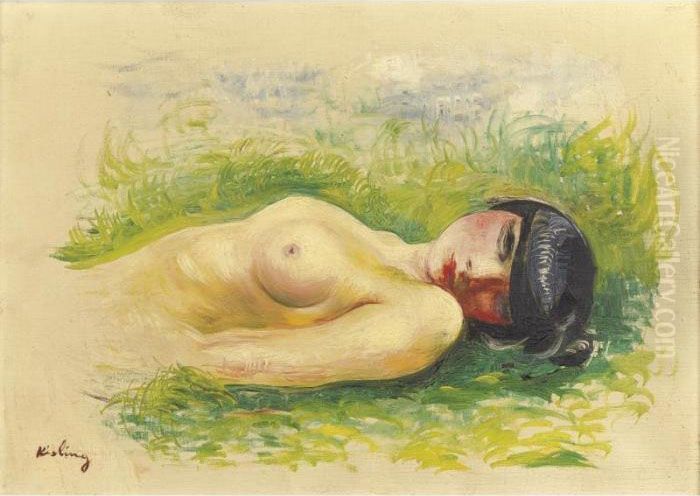Nu Allonge Sur L'herbe Oil Painting by Jean Kisling