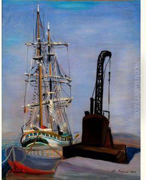 Bateau Et Grue A La Seyne-sur-mer Oil Painting by Jean Kisling