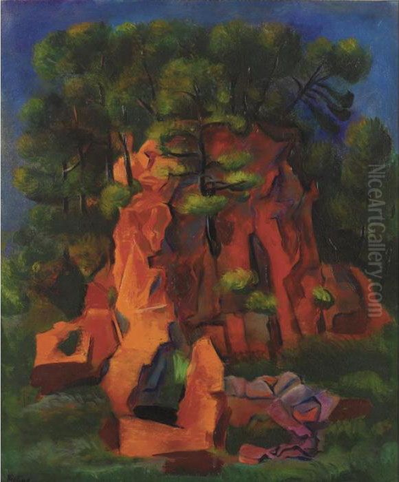 Rochers Rouges A Sanary Oil Painting by Jean Kisling