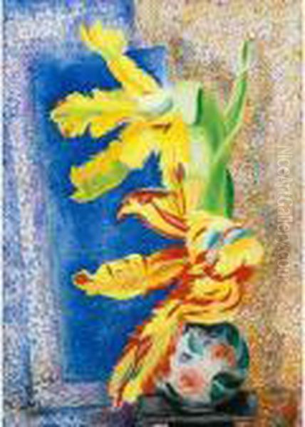 Nature Morte Avec Tulipe Dans Un Vase Oil Painting by Jean Kisling