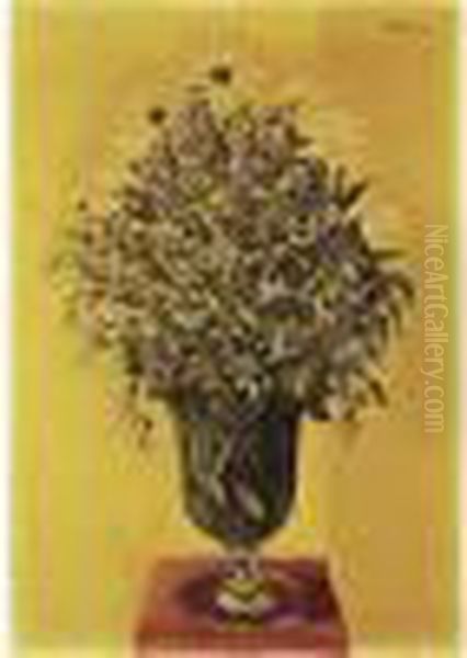 Bouquet De Myositis Et Marguerites, Circa 1935. Oil Painting by Jean Kisling