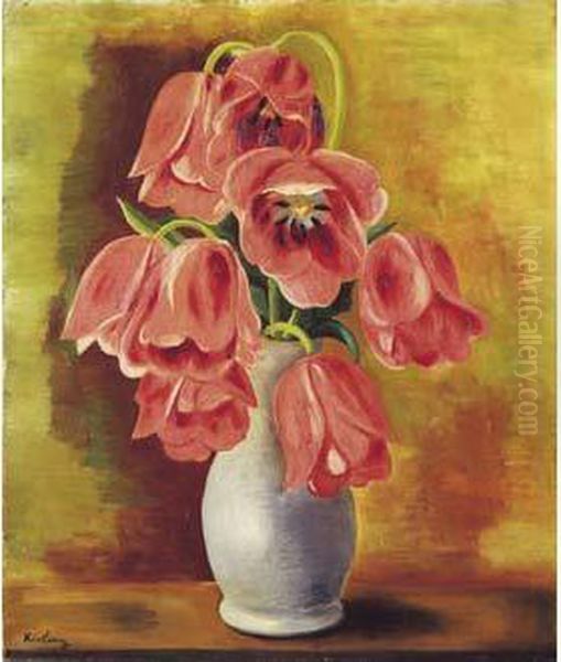 Bouquet De Tulipes, Circa 1935. Oil Painting by Jean Kisling