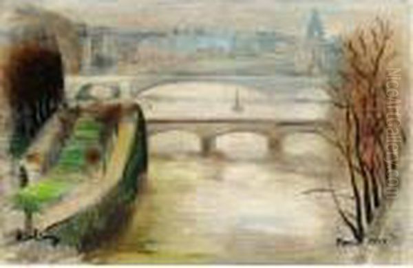 Paris La Seine Oil Painting by Jean Kisling