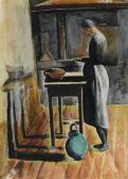 A Woman In The Kitchen Oil Painting by Jean Kisling