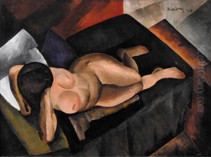 Nu Sur Un Divan Noir Oil Painting by Jean Kisling