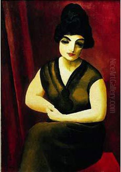 Femme Brune Assise Oil Painting by Jean Kisling