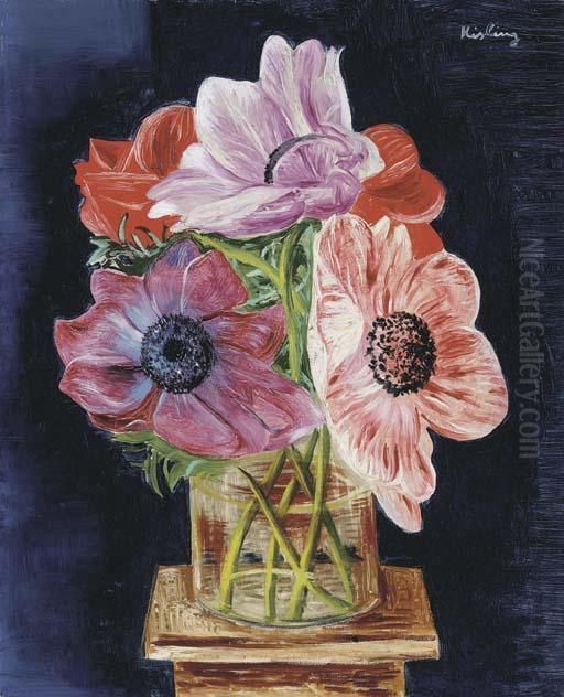 Petit Bouquet D'anemones Oil Painting by Jean Kisling