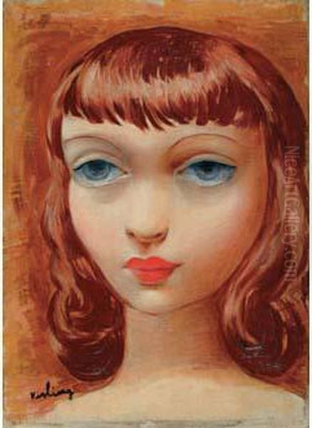 Tete De Jeune Femme Rousse Oil Painting by Jean Kisling