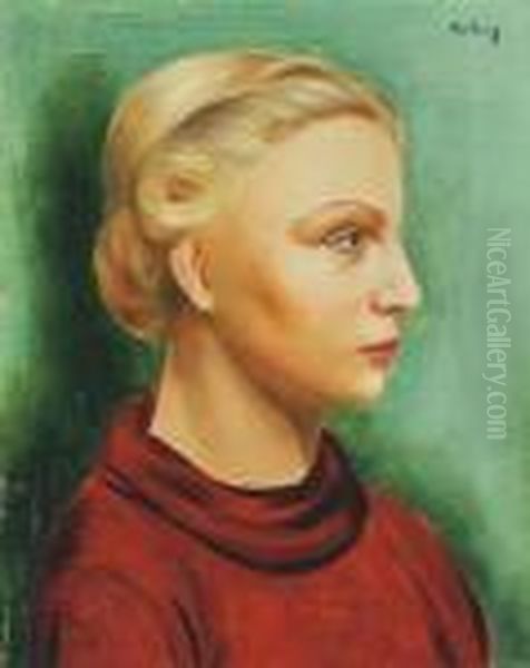 Portrait De Femme Oil Painting by Jean Kisling